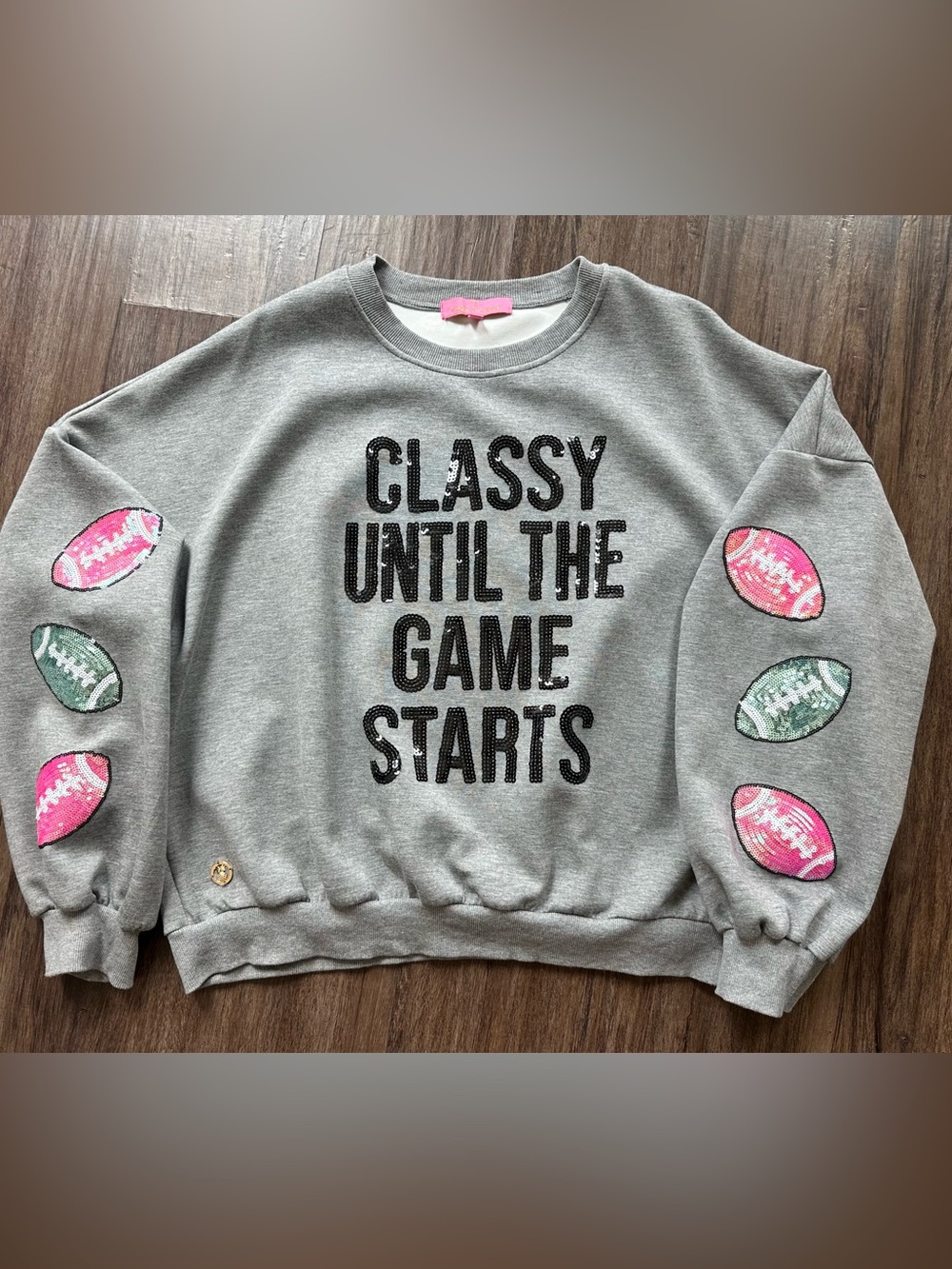 Simply Southern Sequined Classy Until The Game Starts Sweatshirt. Size XXL